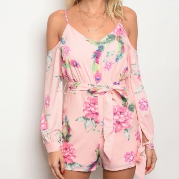 MODA ME COUTURE Pants - Romper Pink Floral Romper